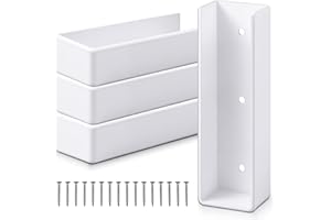 Innconee 4 Pack 1.5" x 5.5" Vinyl Fence Rail U-Mount Bracket Kit with Screws for Wall or Other Vertical Flat Surface