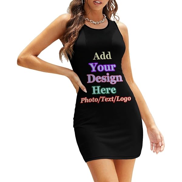Custom Dress for Women Customized Dresses with Logo Text Photo Personalized  midi Dress Printing Crewneck Sleeveless Black X-Small at Amazon Women's  Clothing store