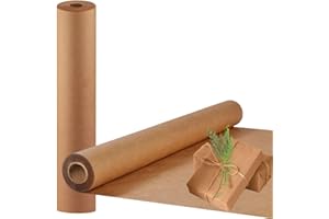 Brown Paper Roll, 44cmx15m Kraft Wrapping Paper, 80GSM Craft Paper for Packing, Moving, Shipping Floor Covering Table & Craft