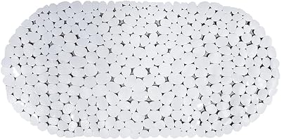 AQUALONA Premium Bath Mat Anti-Mould PVC Comfort Pebble White