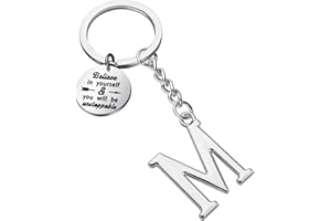 FUSTMW Initial Keychain Alphabet Initial Letter Key Ring Pendant Inspiration Gifts