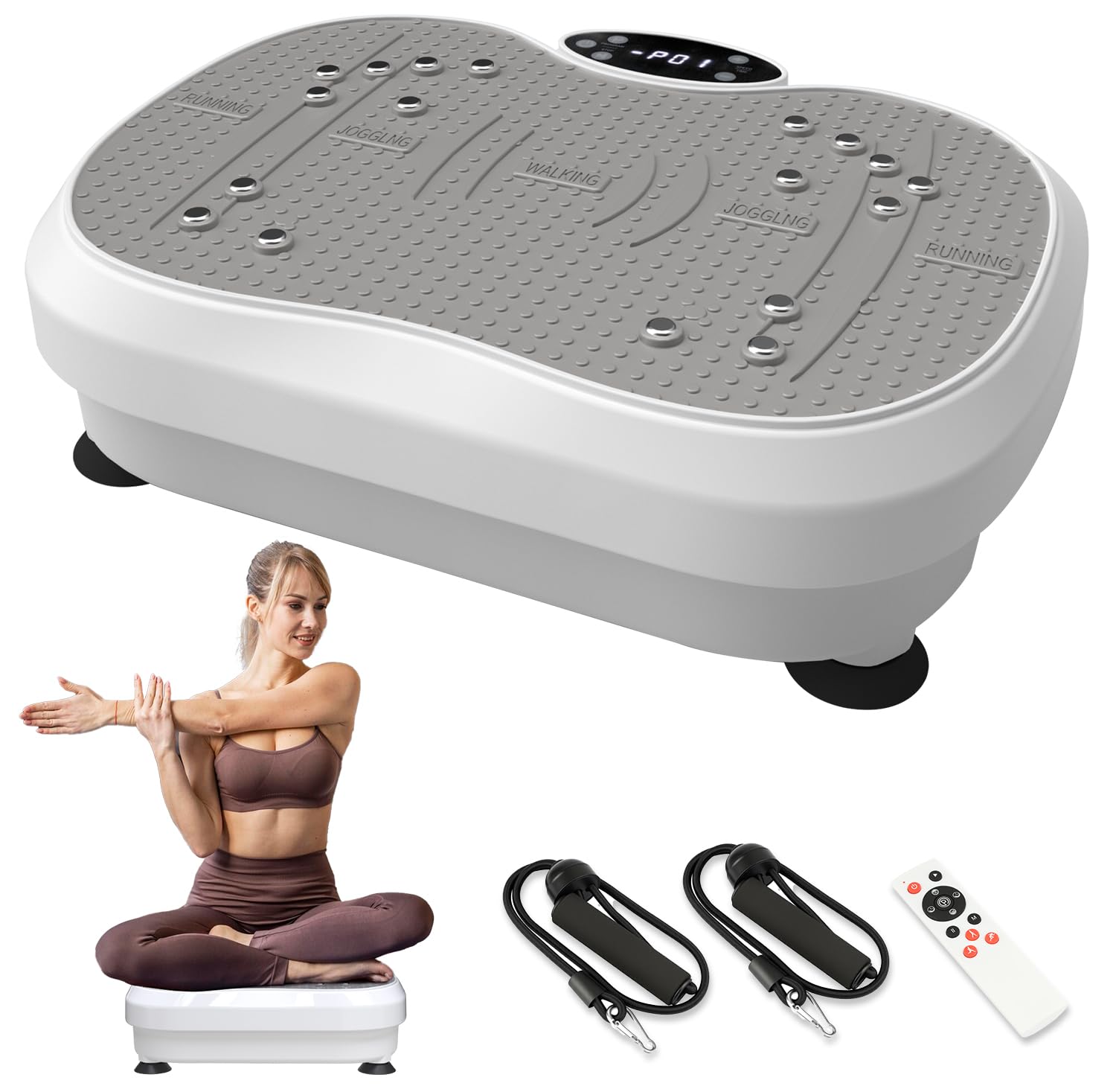 Photo 1 of XIHEIMA Vibration Plate Exercise Machine for Lymphatic Drainage, Whole Body Fitness Workout Equipment Stand Shake Board Sport Gym for Weight Loss Fat Burner for Women Men (White)