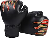 Hwtcjx Kids Boxing Gloves PU 23cm 50mm Thick Wrist Velcro Flame 3-12 view 1
