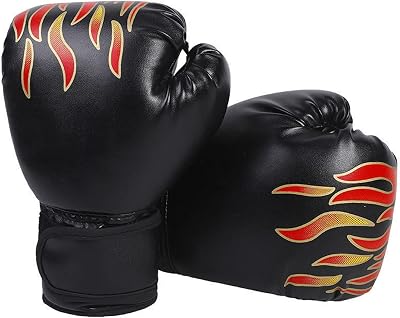 Hwtcjx Kids Boxing Gloves PU 23cm 50mm Thick Wrist Velcro Flame 3-12