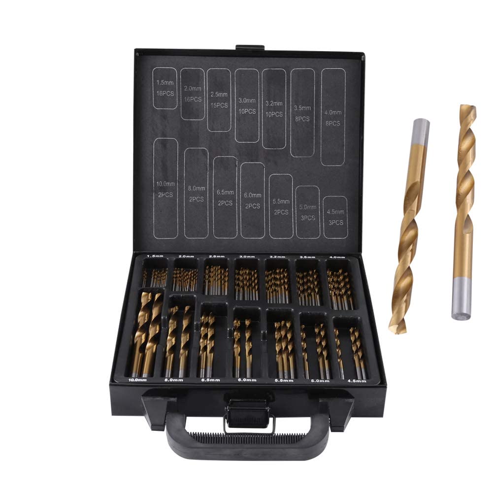 99-Piece Drill Set, 1.5 mm-10 mm Titanium-Coated High-Speed Steel HSS Drill Bit Metal Drill Bit Set Twist Drill Bit Set With Tool Box For Cordless Screwdriver Drill