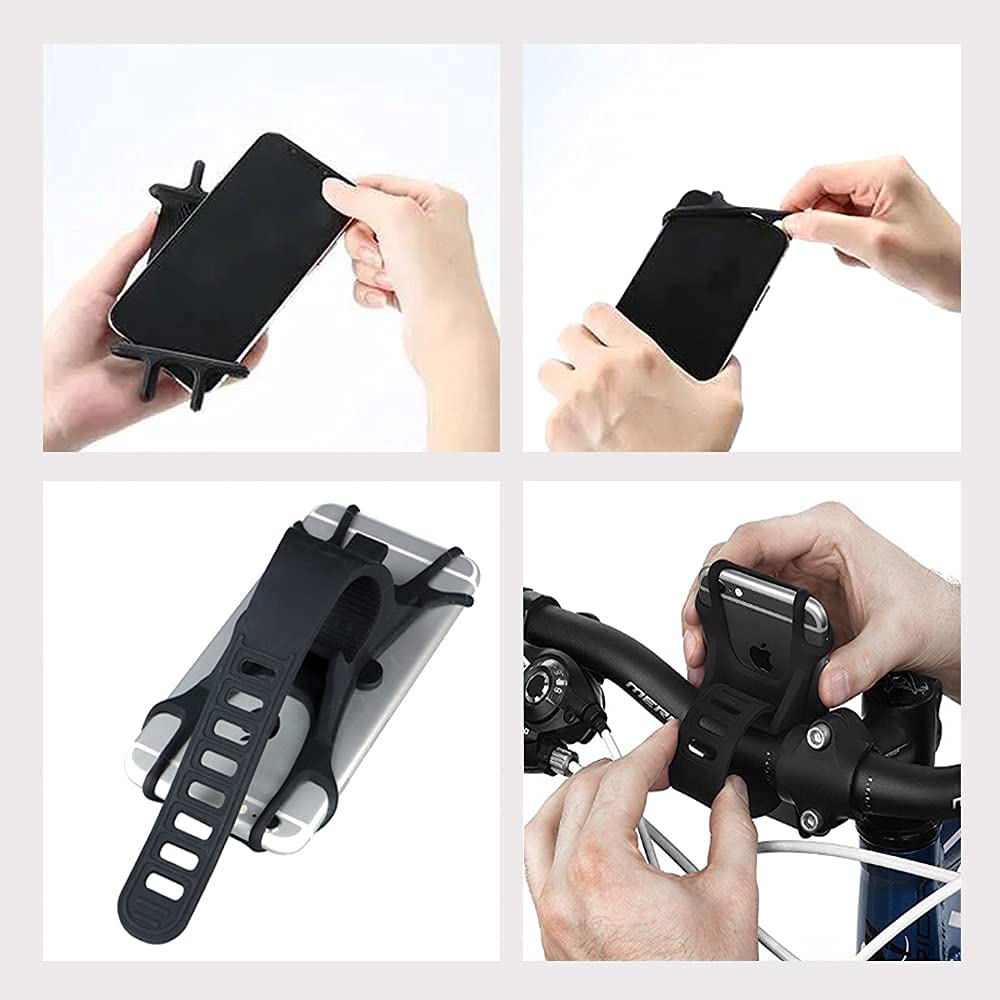 Fglmctsh Bike Motorcycle Phone Mount GPS/Map/Music Made of Durable Non-Slip Silicone.Scooter Detachable Bike Phone Holder for Handlebars,Compatible with 99% iPhone 17-11, Samsung, 4.5