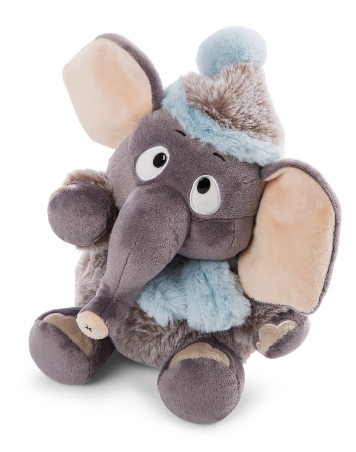 NICI 47272 Soft Toy Elephant 25cm – Plush toys for girls, boys & babies – Fluffy stuffed animal to cuddle & play with – Cuddly elephants from the winter collection, grey/blue
