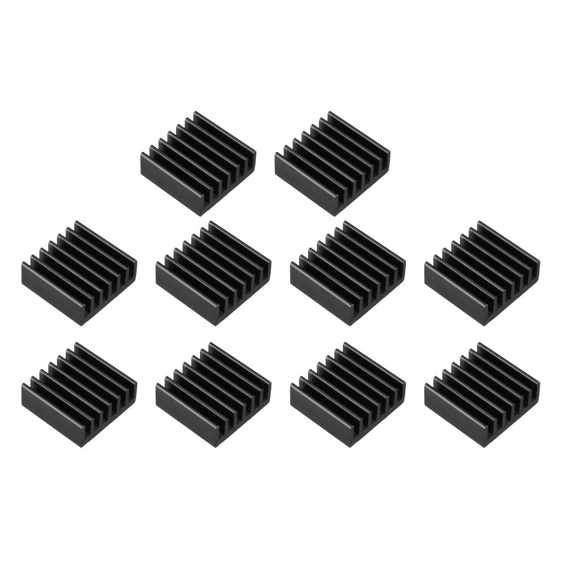 sourcingmap Aluminum Heatsink Cooler Circuit Board Cooling Fin Black 14mmx14mmx5mm 10Pcs for Led Semiconductor Integrated Circuit Device