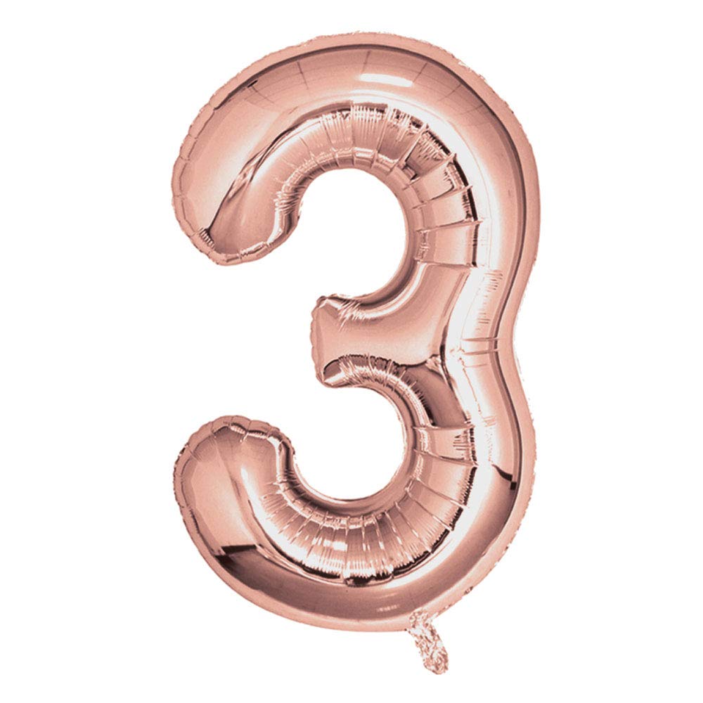Neviti 777794 Rose Gold Foil Balloons 810mm (32") Number 3