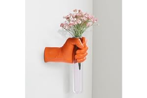 XYQXYQ Orange Wall Sculptures, Hand Vases Home Decor, Wall Mount Art Sculpture, Unique Wall Art Statue, Funky Flower Vase Dec