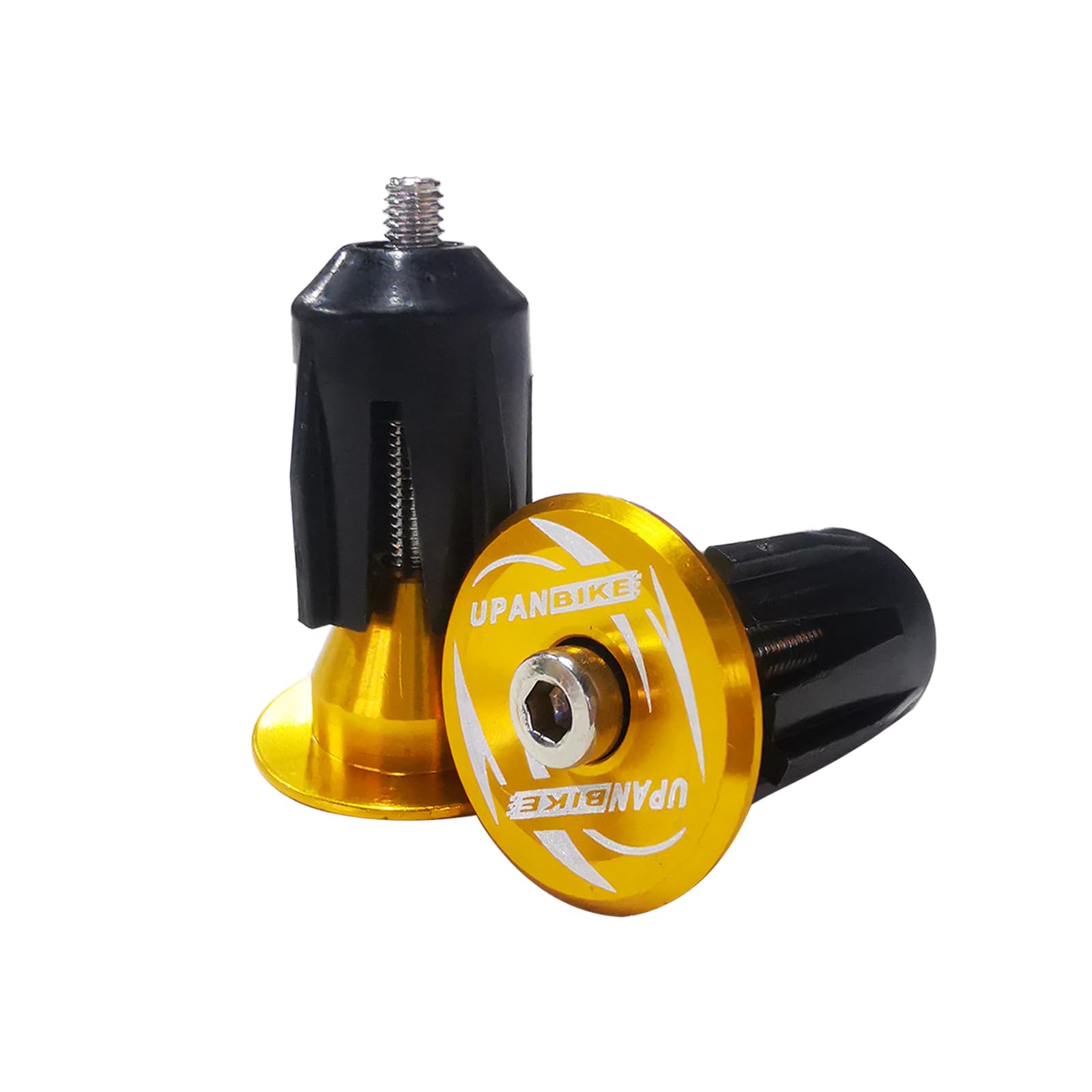 UPANBIKE Mountain Bike Road Bicycle One Pair Bike Handlebar End Plugs Aluminum Alloy Expansion Handlebar Grips Cap Stoppers (Gold)