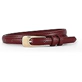 HOTWILL Women Skinny Belts for Jeans Dress Thin Waist Faux Leather Belt with Gold Buckle 0.55" Width