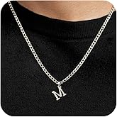 JIKASI Initial A-Z Letter Pendant Necklace for Men 18K Gold Plated Capital Initial Necklace Cuban Link Chain 4mm 20 Inch Jewelry Gift