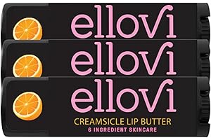 Ellovi Natural Lip Butter Lip Balm - Creamsicle - Pure Enough to Eat - Made With Just 6 Vegan Ingredients - 100% Natural & Organic Moisturizing Lip Care for All Day Hydration (3-Pack)