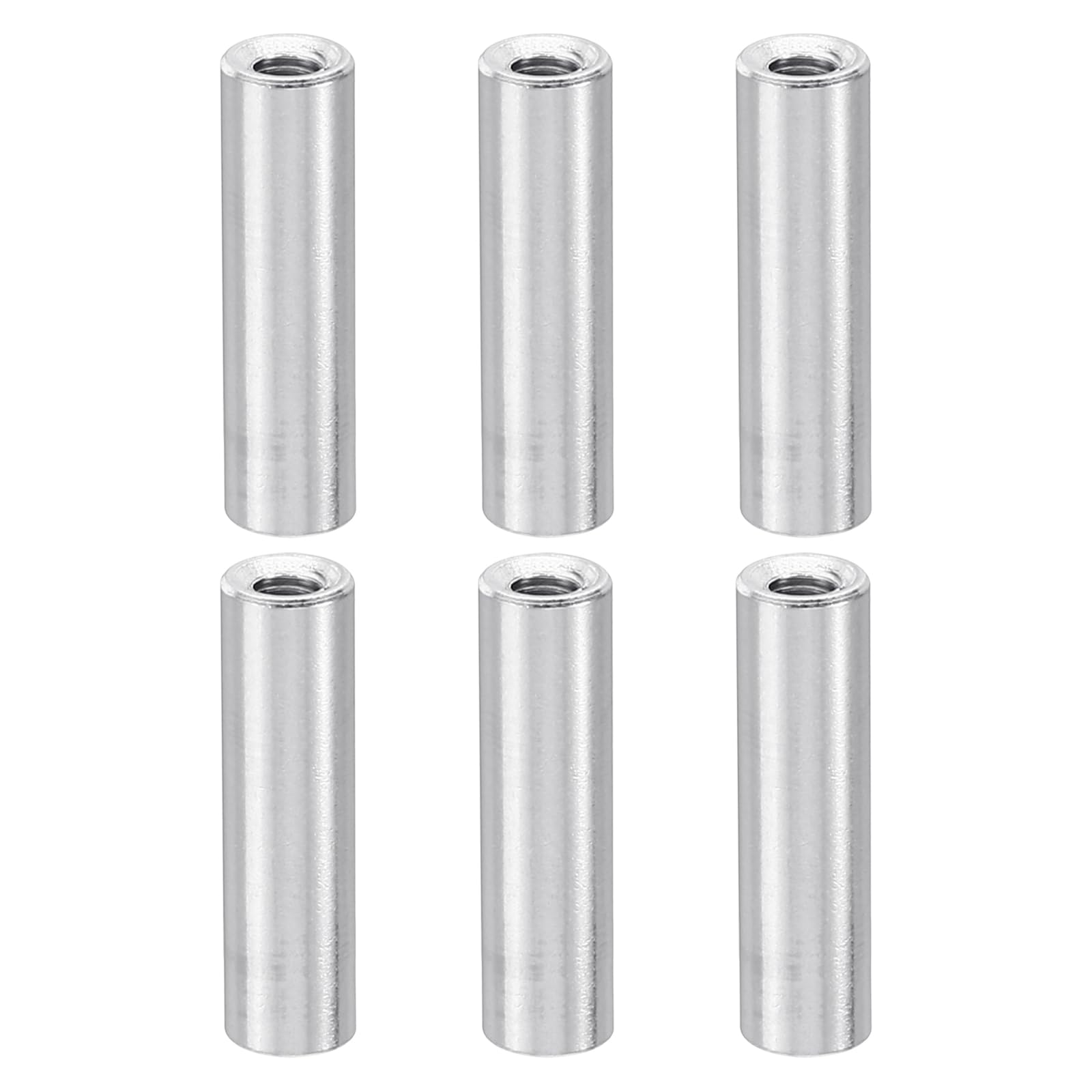 PATIKIL 12pcs M3 Metal Threaded Standoff Spacer Nuts, Round Aluminum Spacers Female Coupling Screws, 1/8" ID x 3/16" OD, Silver 3x5x18mm — image 1