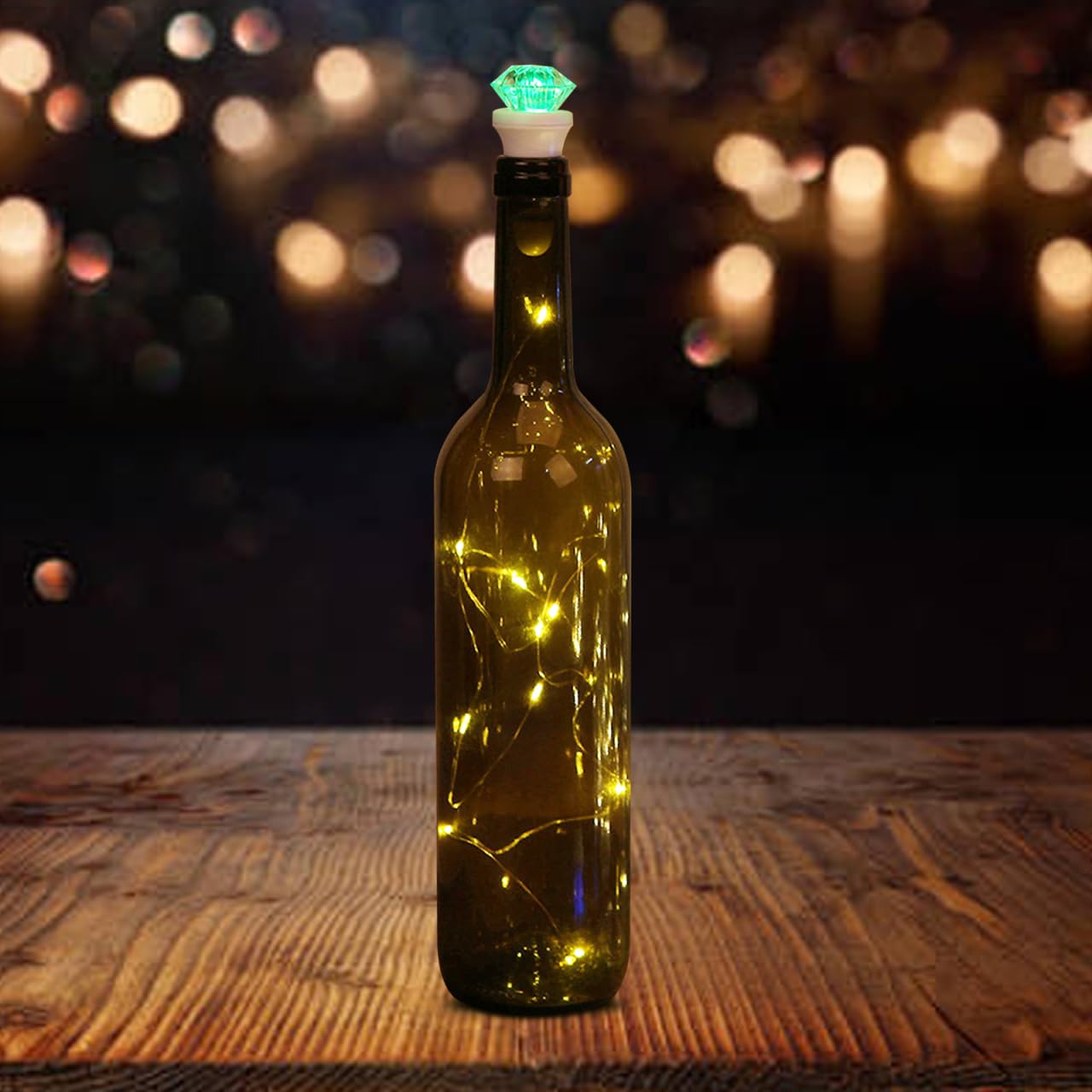Uonlytech USB Rechargeable Diamond String Lights with Seven Color Flash for Wedding Party Bar Indoor Decor Bottle Cork Lamp