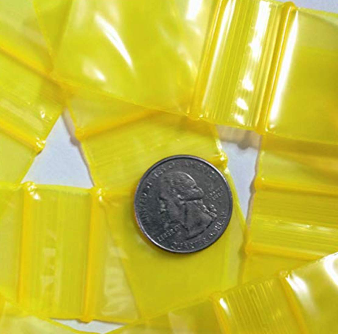 200-2" x 2" 2020 Yellow Tone Small Zipper Lock Baggies Craft Resealable Plastic Baggy 2 Mil Zipper Poly Bags