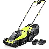 SnapFresh Cordless Lawn Mower, 14 Inch Electric Lawn Mower with Brushless Motor, 20v 4.0ah Battery and Charger, with 2-in-1 G