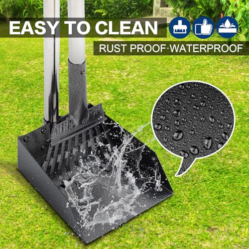 THRISEED Dog Pooper Scooper, Durable Dog Poop Tray and Long Handle Rake Set for Large Medium Small Dogs, Heavy Duty Pet Suppliers