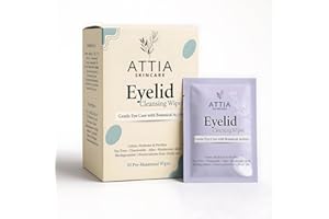 ATTIA Eyelid Wipes, Sterile Ready-to-Use for Daily Lid Care | Tea Tree Oil Eyelid & Lash Wipes with Hyaluronic Acid, Green Te