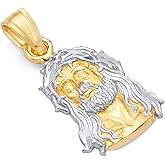 14k REAL Two Tone Gold Religious Jesus Head Charm Pendnat