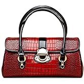 Genuine leather top-grain crocodile print red handbag 2025 pillow bag buckle high-end evening shopping for women