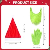SHIFANQI Green Monster Latex Mask Gloves Santa Hat Christmas Cosplay Adult view 2
