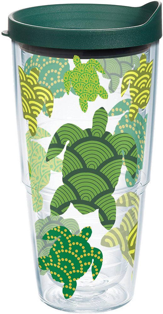 Tervis 1154233 Turtle Pattern Insulated Tumbler with Wrap and Hunter Green Lid, Tritan, Clear
