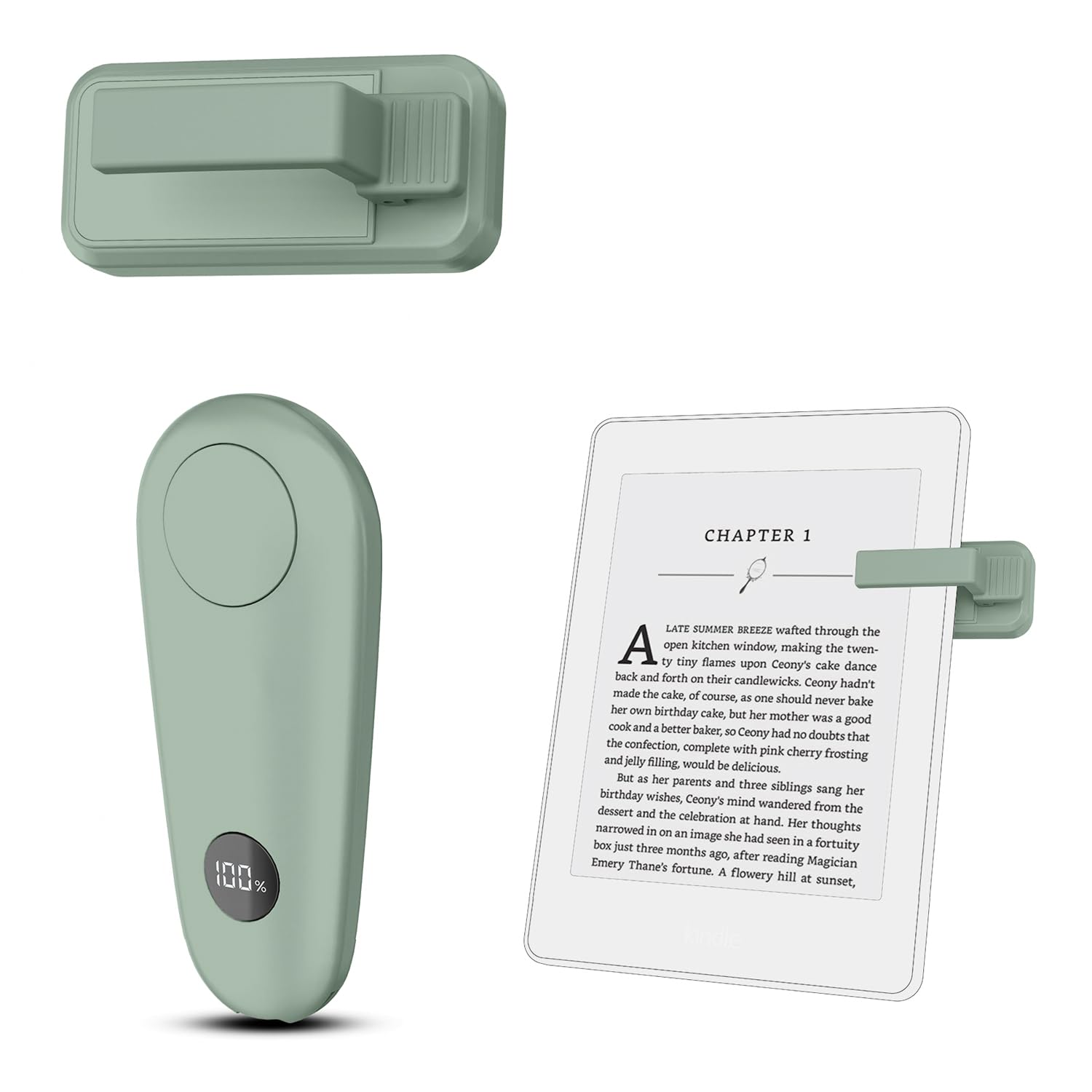 Photo 1 of Remote Control Page Turner for Kindle Paperwhite Scribe Oasis Kobo eReaders, Clicker Page Turner for iPhone,iPad, Android Tablets Reading Camera Video Record Remote Triggers, Agave Green