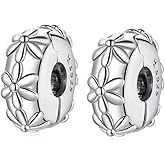 MEETCCY 2pc Clip Spacer Charms Bracelets for Women 925 Sterling Silver Blue White Crystal Clip Lock Spacer Stopper Charm Bead for Bracelet