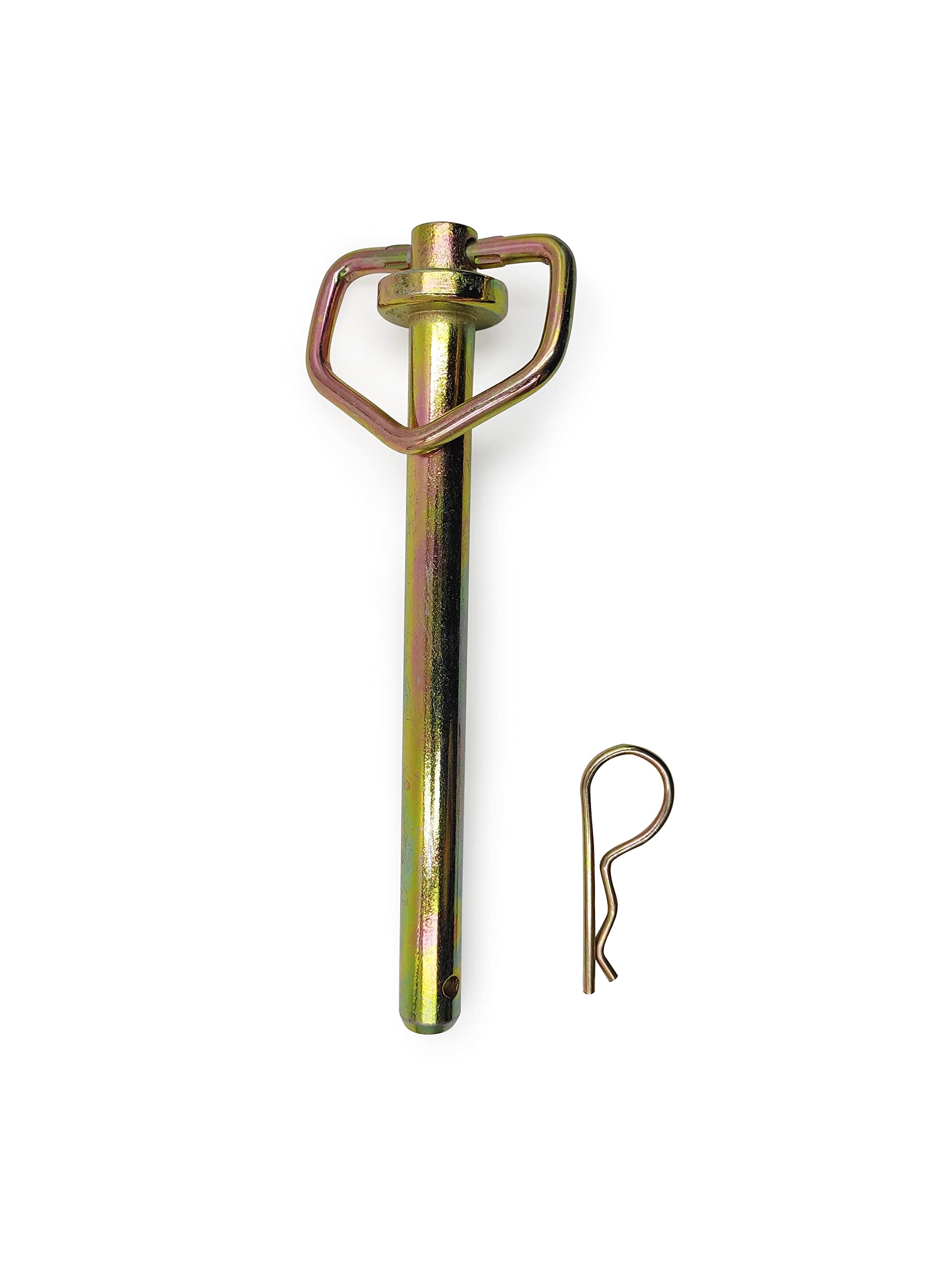 Swivel Handle Hitch Pin with yellow zinc coating，Hitch Pin with Clip Accessories for Tractors,Towing Cargo, Boat, RV, Car, Truck, Bike, Lawn Mower (15.8 x 108 mm)