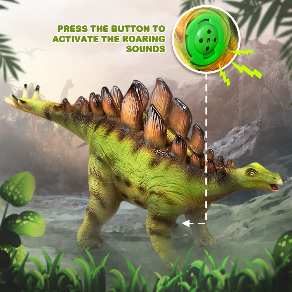 ArtCreativity Soft Stegosaurus Dinosaur Toy - Roaring Sounds, Large Soft Touch, Free Standing, Great for Kids' Imaginative Play