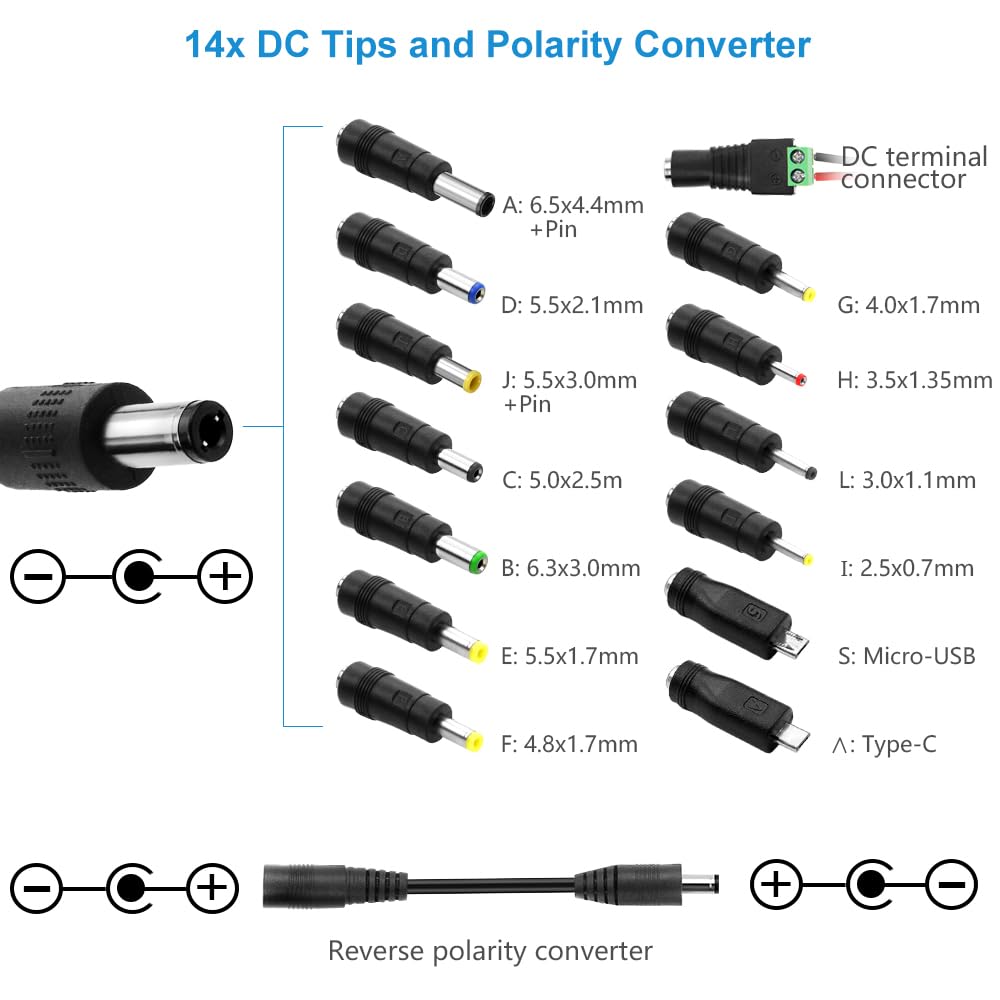 SHNITPWR 30W Universal Power Supply 3V 4.5V 5V 6V 7.5V 9V 12V Adjustable Variable AC/DC Adapter with 5V 2.1A USB Port, 100V-240V AC to DC 3V~12V Converter 0.5A 1A 1.2A 1.5A 2A 2.5A Max with 14 Tips
