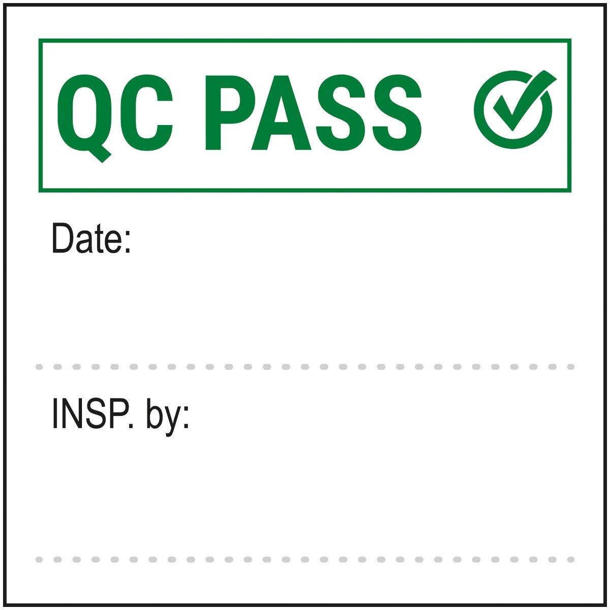 V Safety QC Pass Write On Sticker - 51x51mm (Roll of 250)