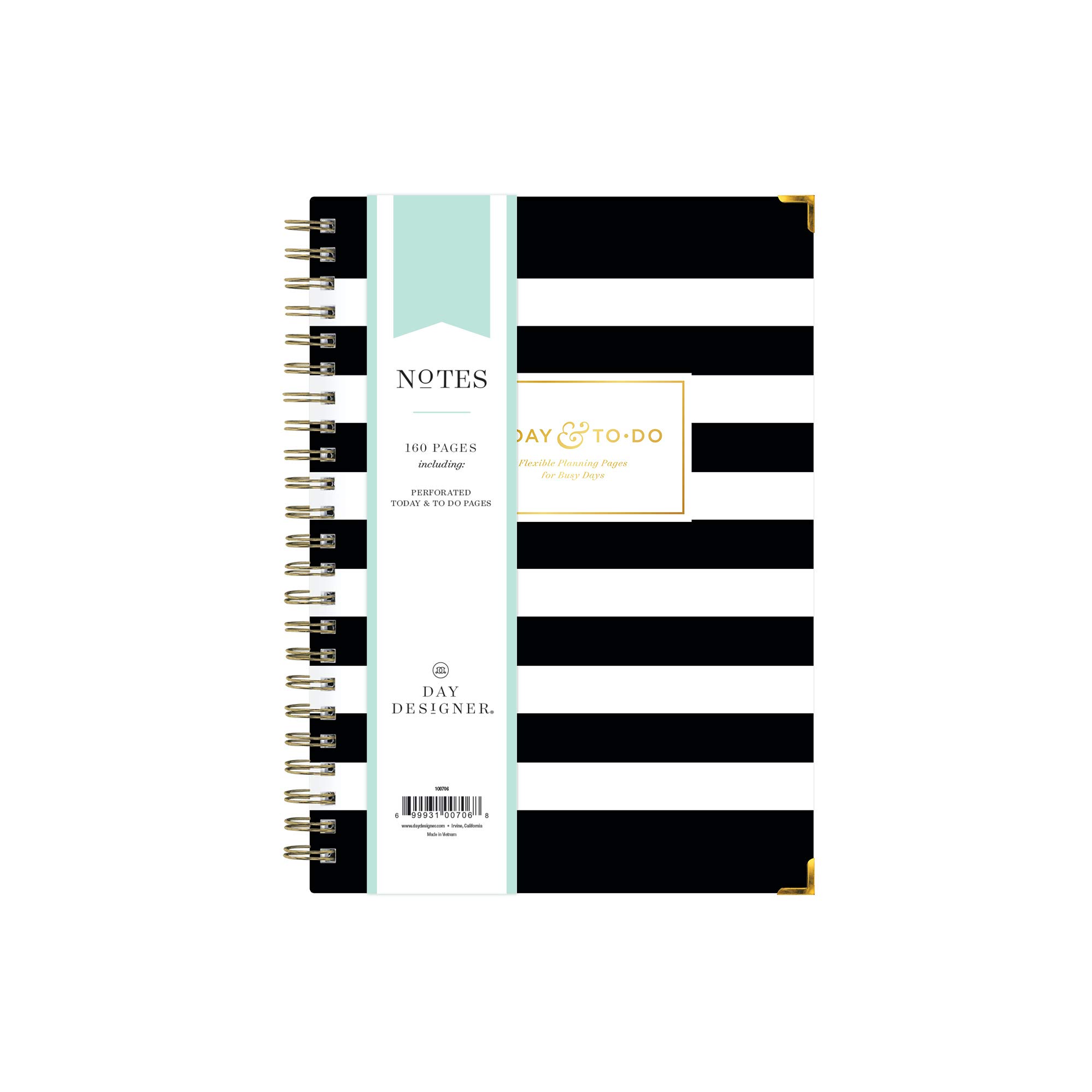 Blue Sky Day Designer for Today To-Do Notebook, 160 Ruled Pages, Twin-Wire Binding, Hardcover, 5.75'' x 8.5'', Black Stripe