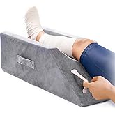 LightEase Memory Foam Leg Support and Elevation Pillow for After Surgery | Dual Handles, Elevates Feet, Knees &amp; Ankles for Recovery, Injury, Swelling or Rest, Washable Cover, Single Leg