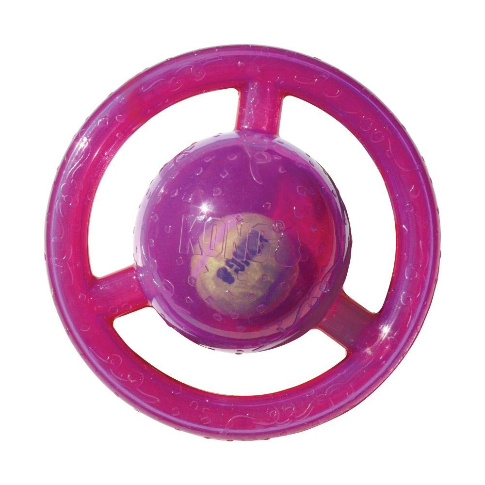 KONG - Jumbler Disc - Interactive Fetch Dog Toy with Tennis Ball - For Medium/Large Dogs (Assorted Colors)