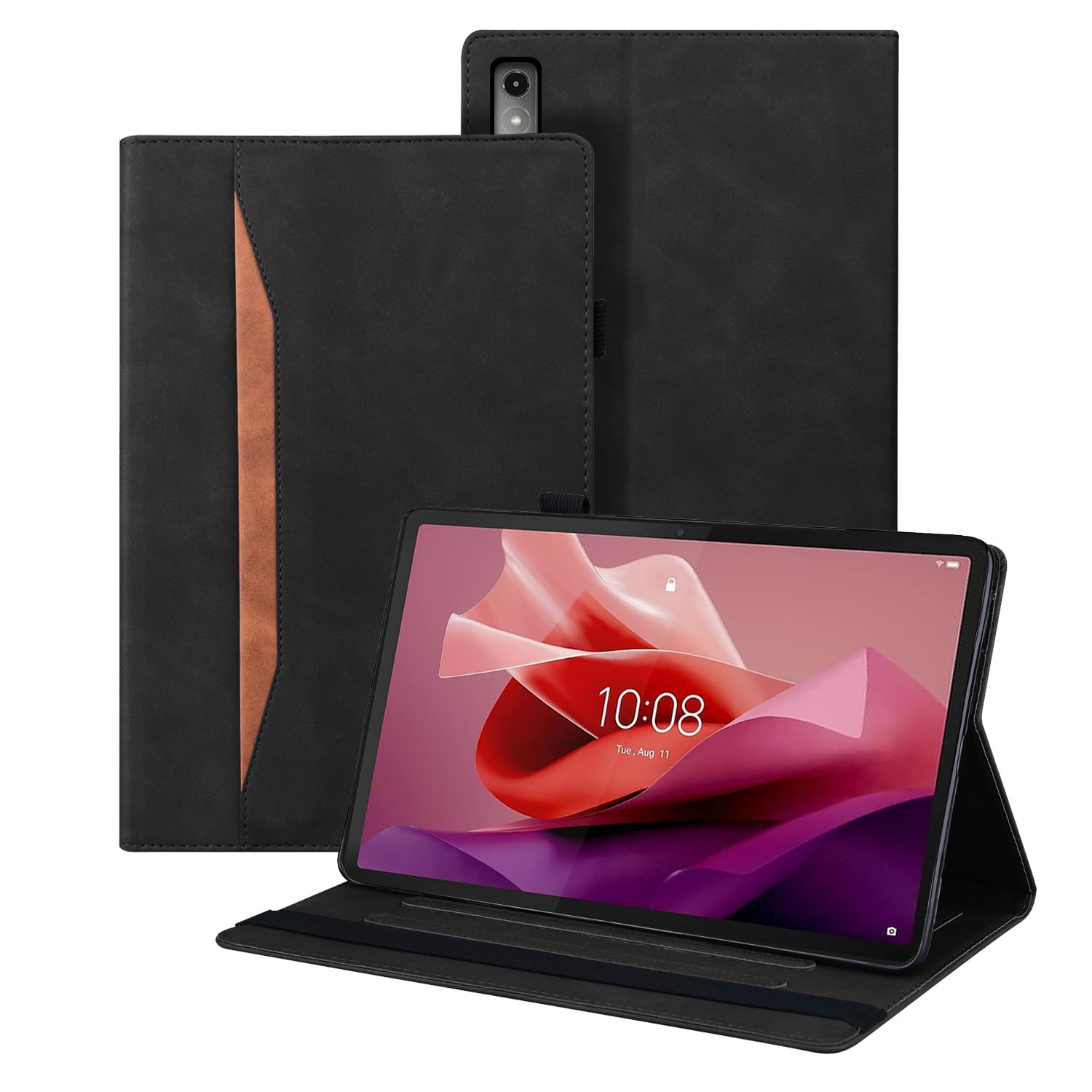 Auslbin Case Compatible with Lenovo Tab P12 12.7" 2023, Pu Leather Tablet Cover suitable for Lenovo Tab P12 2023, Classic Leather Style, Black — image 1