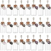 PH PandaHall 24pcs Heart Glass Bottle Pendants 2 Styles Colorful Electroplated Glass Charms Pendants for Necklace Earring Keychain Jewelry Making