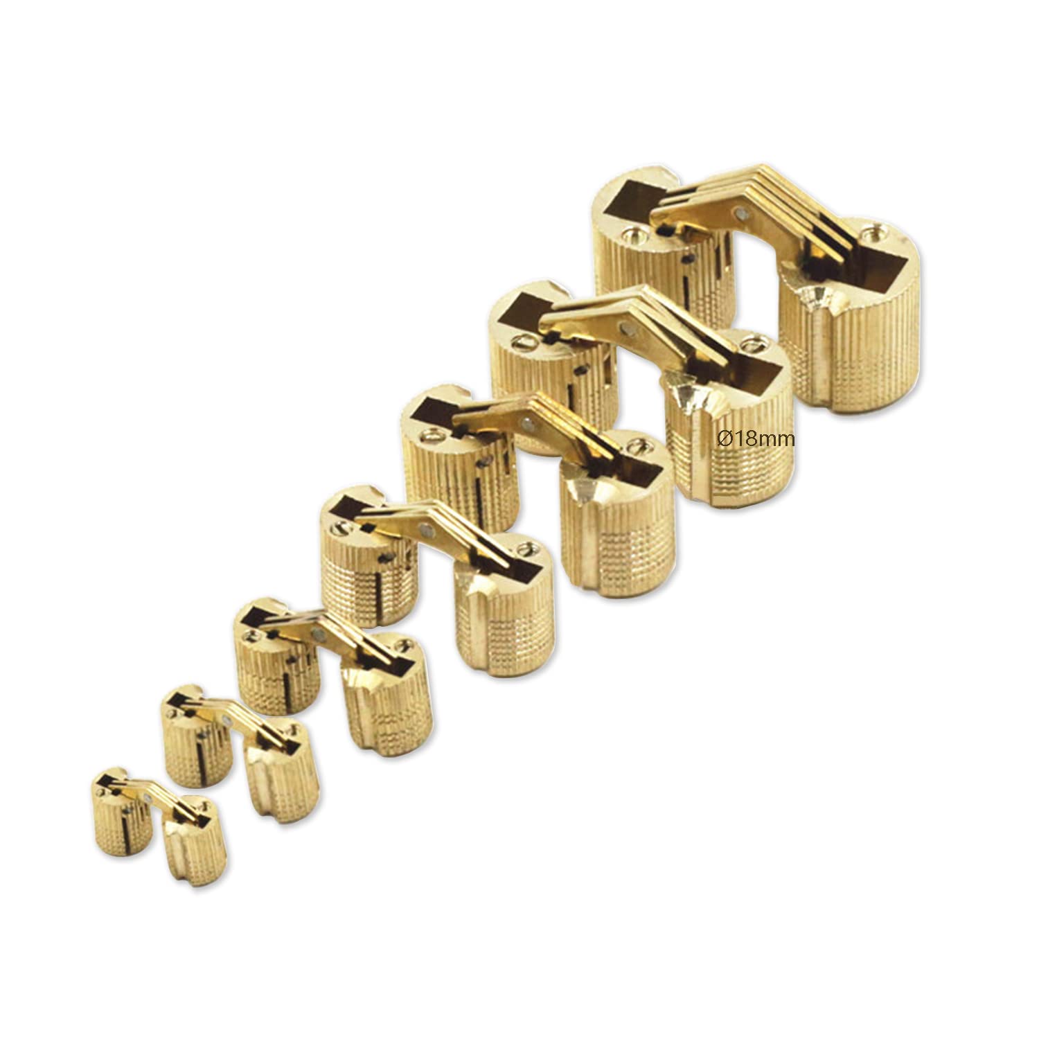 GEFONG Mini Cylindrical Barrel Hinge 18mm for Cabinet Door Panel Connection Small Box DIY Hand Craft Brass Matt Concealed Hinges 180 Degree Opening Angle Pack of 4 Pcs