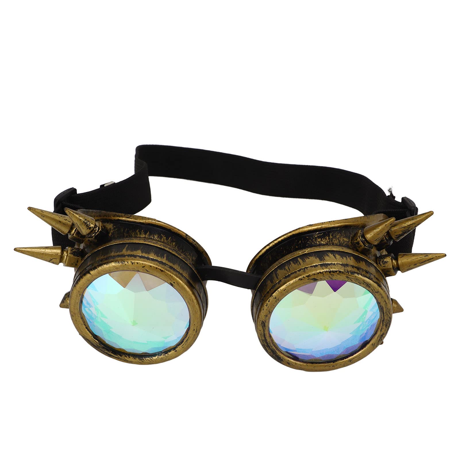 Vikye Steampunk Goggles, Steampunk Goggles Kaleidoscope Goggles Adjustable Trippy Psychedelic Steampunk Goggles (Bronze)