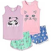 MyFav Big Kids Girls Sleeveless Sleepwears Hearts Shape Striped Pajama Nightgown