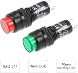 sourcing map AC 220V Neon Indicator Lights NXD-211 Red Green 10mm Panel Mount view 4
