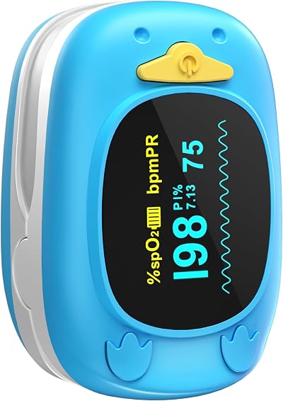 HealthTree Kids Fingertip Pulse Oximeter OLED Display 2XAAA Batteries