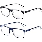 Missfive 2-Pack Light Bifocal Reading Glasses for Men, Blue Light Blocking Near/Far Dual-use Spring Hinge Readers, Anti UV/Eye Strain Comfort Quality Computer Eyeglasses, 2.5x
