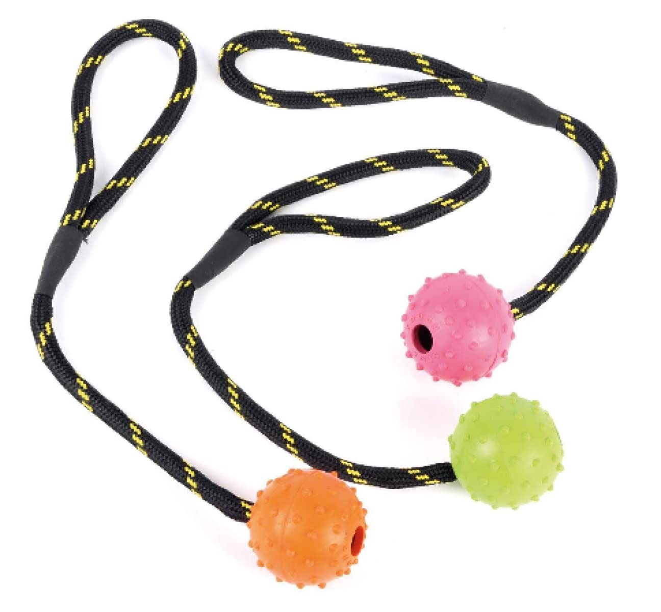 Happy Pet Tough Toys Rubber Rope Ball Dog Toy Strong Fun Interactive Outdoor Chewing Playing Fetch Retrieve Durable Washable for All Breeds 2.5"