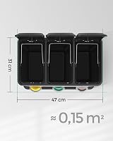 SONGMICS 3 x 8 L Pedal Bin Steel Rubbish Waste Separation Silver LTB24L view 5