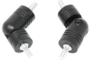 MERIVILLE Hinged Elbow Connector - Designed for Bay Window Curtain Rods or Corner Drapery Rods up to 1-inch Diameter, Black Finish, 2 Pcs