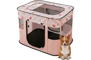 Portable Pet Playpen, Foldable Dog Cat Playpens Exercise Kennel Tent for Indoor Outdoor, Dog Cat Crate Pet Kennel Tent with T