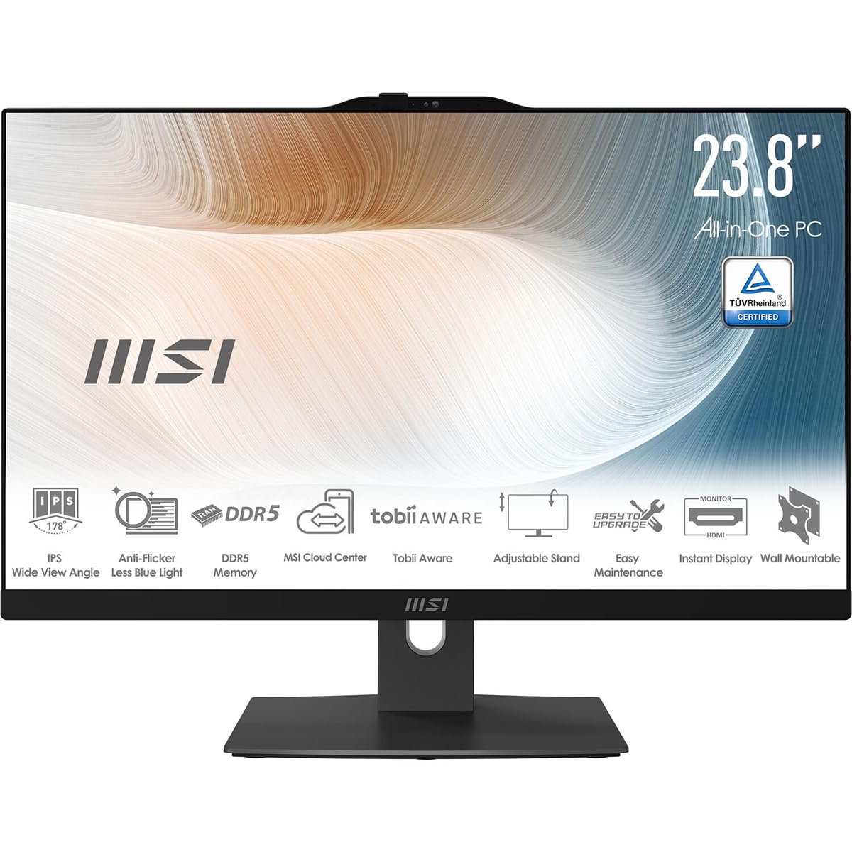msi Modern AM242TP AIO Desktop: 23.8" FHD, Intel Core 3-100U, 8GB Memory, 512GB M.2 NVMe SSD, Windows 11 Home: White 1M-1200US